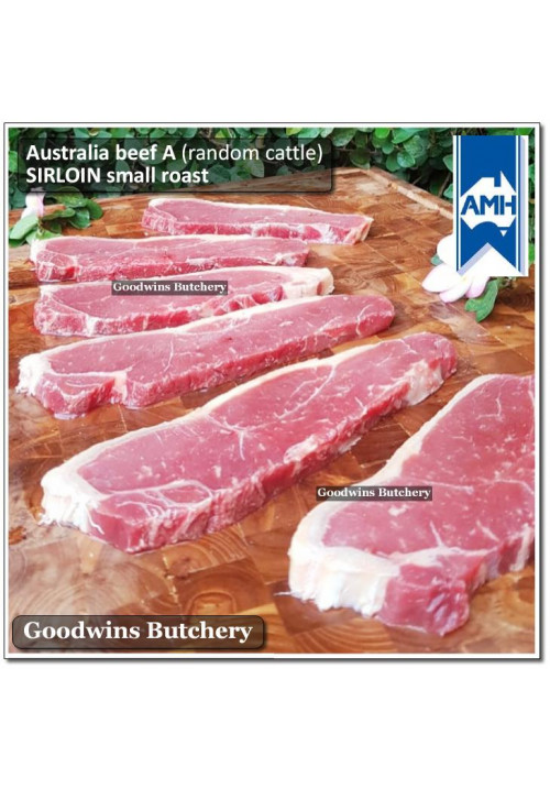 Beef Sirloin AUSTRALIA BUDGET (Striploin / New York Strip / Has Luar) frozen AMH STEAK 1cm 3/8" (price/pack 600g 4-5pcs)